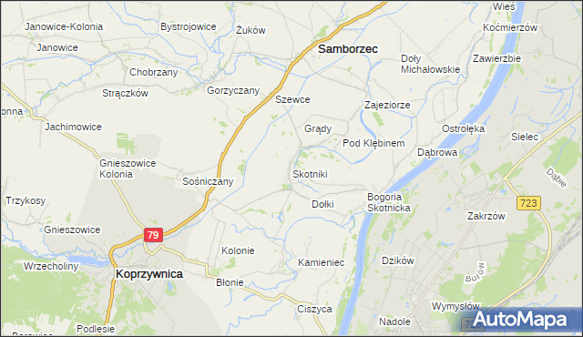 mapa Skotniki gmina Samborzec, Skotniki gmina Samborzec na mapie Targeo