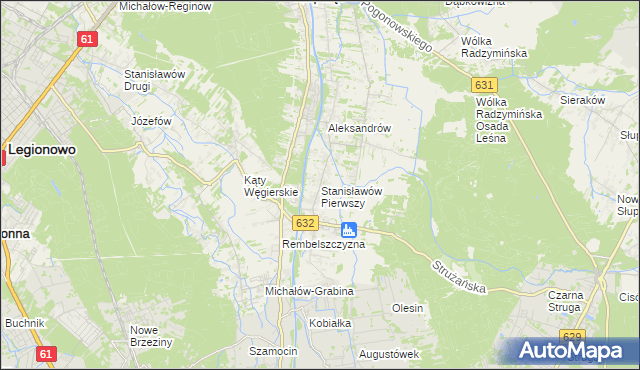 mapa Stanisławów Pierwszy gmina Nieporęt, Stanisławów Pierwszy gmina Nieporęt na mapie Targeo