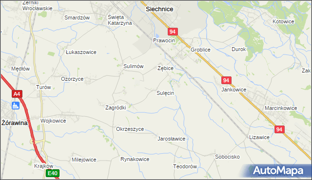 mapa Sulęcin gmina Siechnice, Sulęcin gmina Siechnice na mapie Targeo