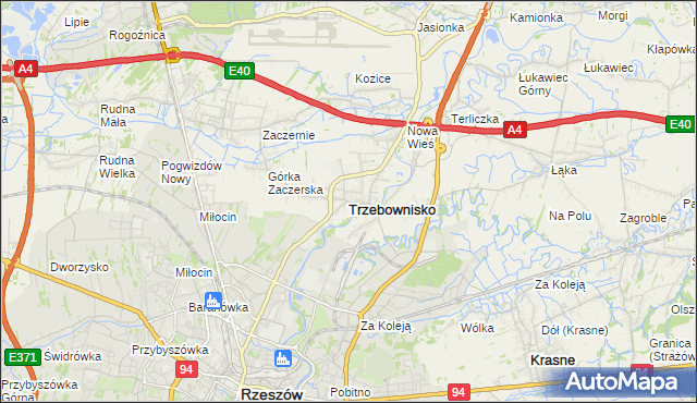 mapa Trzebownisko, Trzebownisko na mapie Targeo