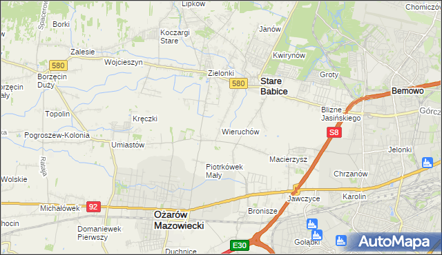 mapa Wieruchów, Wieruchów na mapie Targeo