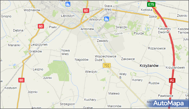 mapa Wojciechowice Duże, Wojciechowice Duże na mapie Targeo