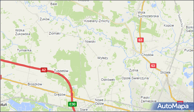 mapa Wyłazy, Wyłazy na mapie Targeo