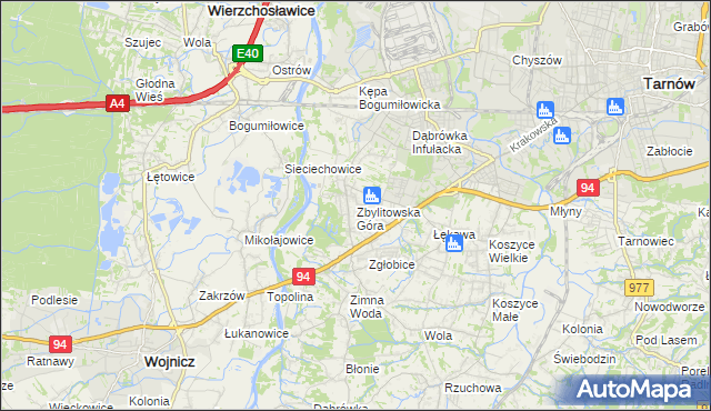 mapa Zbylitowska Góra, Zbylitowska Góra na mapie Targeo