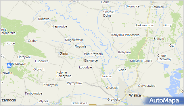 mapa Żurawniki gmina Złota, Żurawniki gmina Złota na mapie Targeo