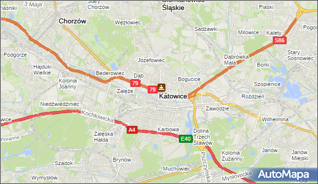 mapa Katowic, Katowice na mapie Targeo