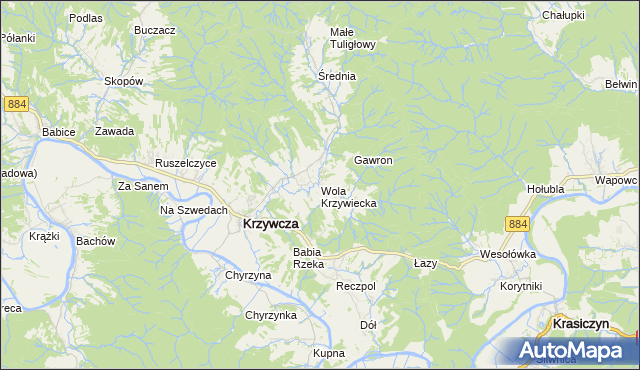 mapa Wola Krzywiecka, Wola Krzywiecka na mapie Targeo