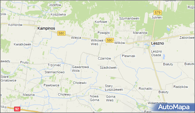 mapa Czarnów gmina Leszno, Czarnów gmina Leszno na mapie Targeo