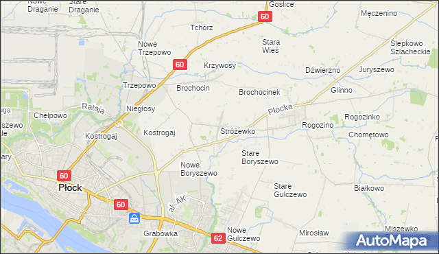 mapa Stróżewko gmina Radzanowo, Stróżewko gmina Radzanowo na mapie Targeo