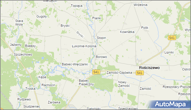mapa Borowo gmina Rościszewo, Borowo gmina Rościszewo na mapie Targeo