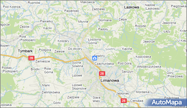mapa Sowliny, Sowliny na mapie Targeo