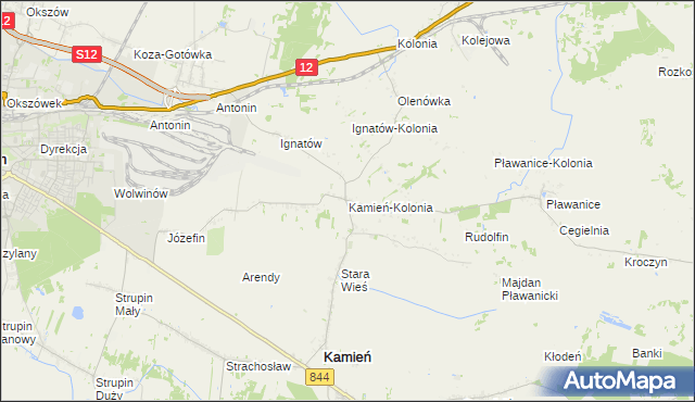 mapa Kamień-Kolonia gmina Kamień, Kamień-Kolonia gmina Kamień na mapie Targeo