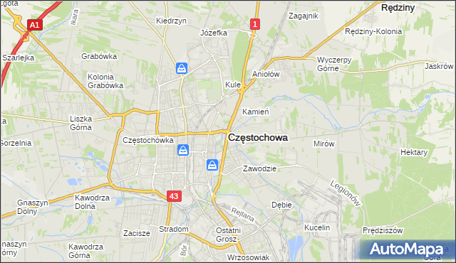 mapa Częstochowy, Częstochowa na mapie Targeo