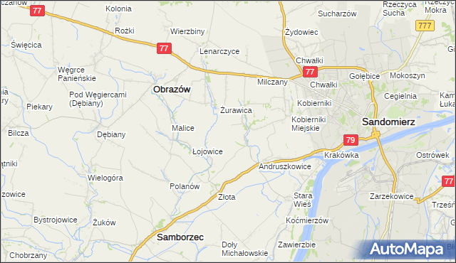 mapa Kolonie gmina Samborzec, Kolonie gmina Samborzec na mapie Targeo