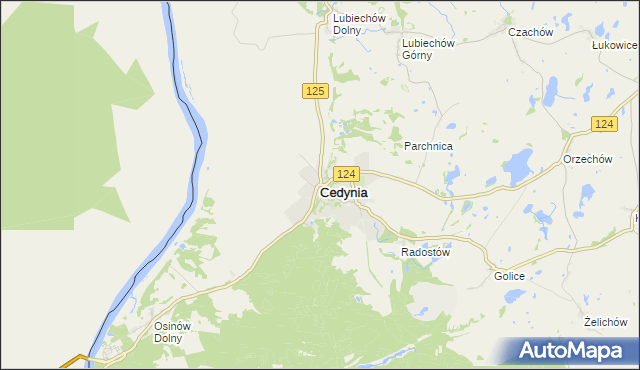 mapa Cedynia, Cedynia na mapie Targeo