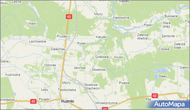 mapa Grabowa gmina Pątnów, Grabowa gmina Pątnów na mapie Targeo