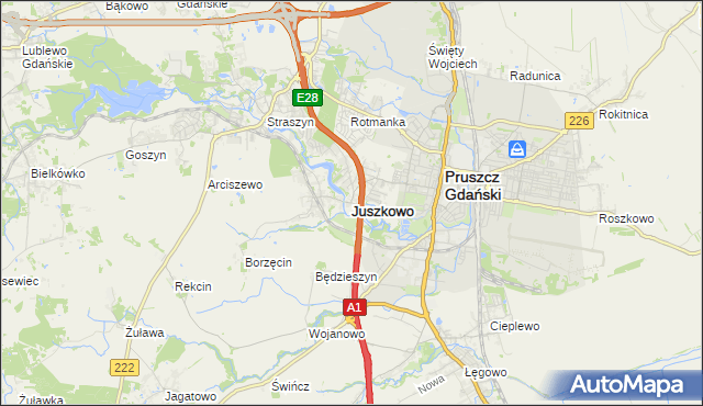mapa Juszkowo, Juszkowo na mapie Targeo