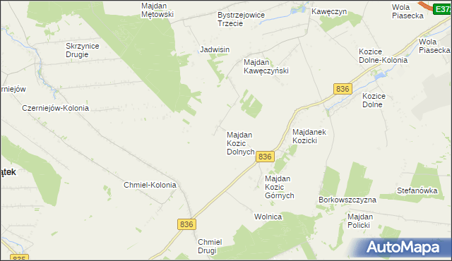 mapa Majdan Kozic Dolnych, Majdan Kozic Dolnych na mapie Targeo