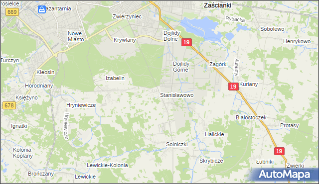 mapa Stanisławowo gmina Juchnowiec Kościelny, Stanisławowo gmina Juchnowiec Kościelny na mapie Targeo