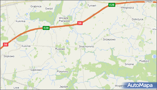 mapa Strachomino, Strachomino na mapie Targeo