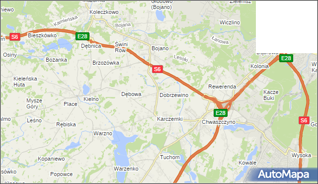mapa Dobrzewino, Dobrzewino na mapie Targeo