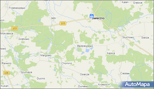 mapa Będzieszewo gmina Świerzno, Będzieszewo gmina Świerzno na mapie Targeo