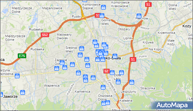 mapa Bielsko-Białej, Bielsko-Biała na mapie Targeo