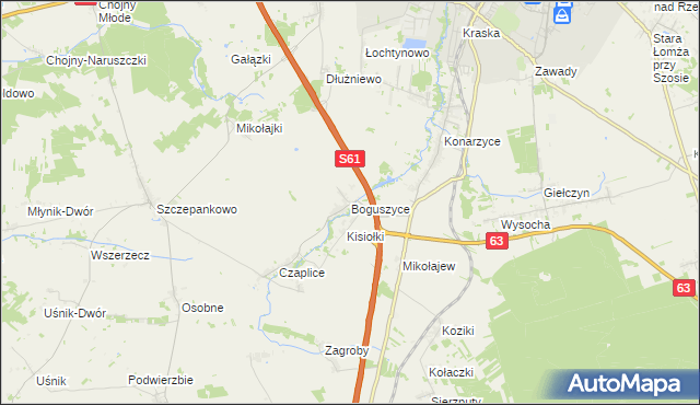 mapa Boguszyce gmina Łomża, Boguszyce gmina Łomża na mapie Targeo