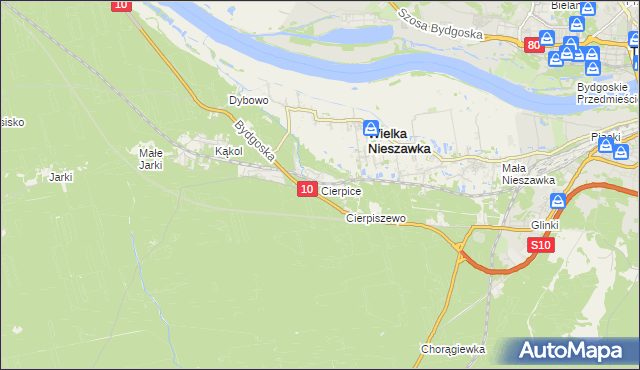 mapa Cierpice gmina Wielka Nieszawka, Cierpice gmina Wielka Nieszawka na mapie Targeo