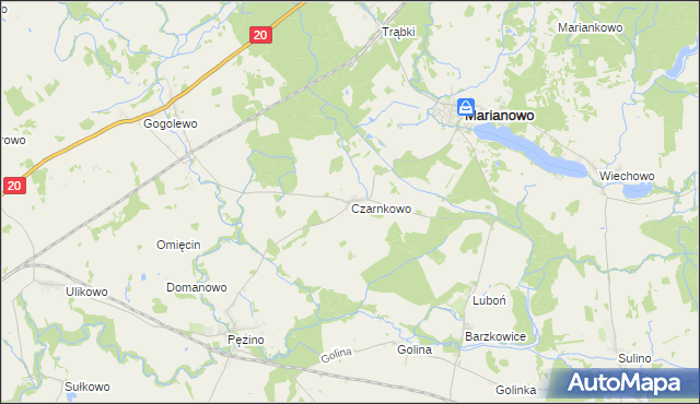 mapa Czarnkowo gmina Marianowo, Czarnkowo gmina Marianowo na mapie Targeo