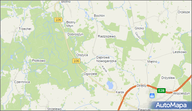 mapa Dąbrowa Nowogardzka, Dąbrowa Nowogardzka na mapie Targeo