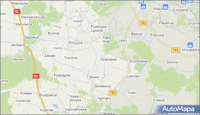 mapa Dzierżawa, Dzierżawa na mapie Targeo