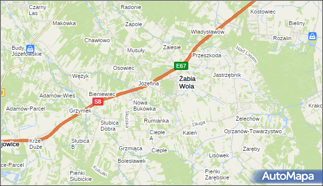 mapa Huta Żabiowolska, Huta Żabiowolska na mapie Targeo