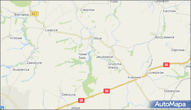 mapa Jakubowice gmina Pawłowiczki, Jakubowice gmina Pawłowiczki na mapie Targeo