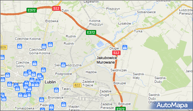 mapa Jakubowice Murowane, Jakubowice Murowane na mapie Targeo