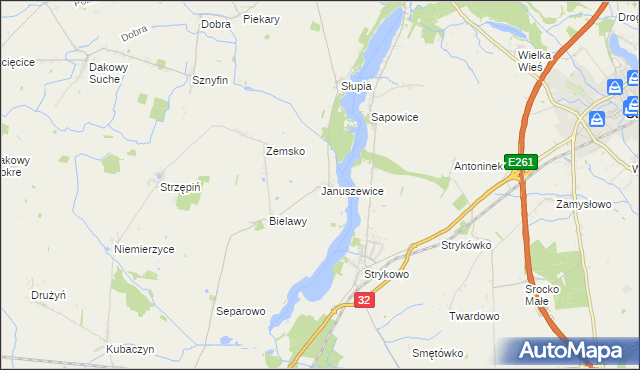 mapa Januszewice gmina Granowo, Januszewice gmina Granowo na mapie Targeo