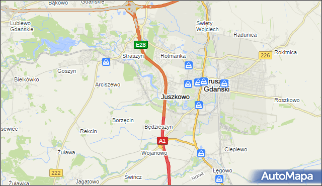 mapa Juszkowo, Juszkowo na mapie Targeo