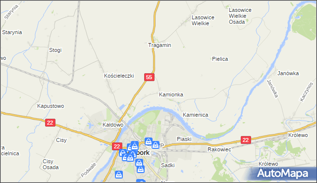 mapa Kamionka gmina Malbork, Kamionka gmina Malbork na mapie Targeo