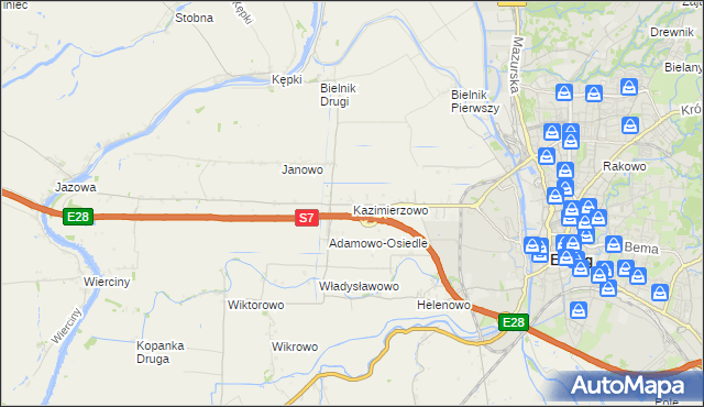 mapa Kazimierzowo gmina Elbląg, Kazimierzowo gmina Elbląg na mapie Targeo