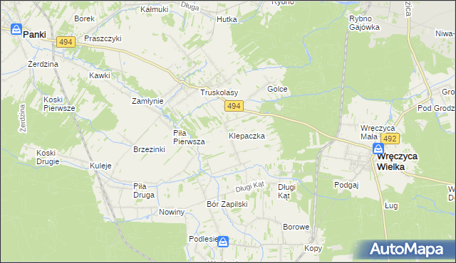 mapa Klepaczka gmina Wręczyca Wielka, Klepaczka gmina Wręczyca Wielka na mapie Targeo