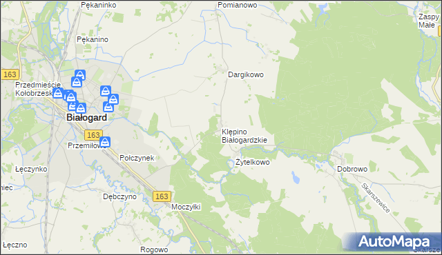 mapa Klępino Białogardzkie, Klępino Białogardzkie na mapie Targeo