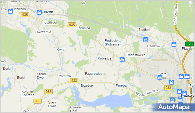 mapa Kobielice gmina Suszec, Kobielice gmina Suszec na mapie Targeo