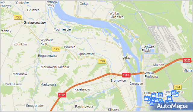 mapa Kowala gmina Puławy, Kowala gmina Puławy na mapie Targeo