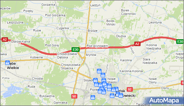 mapa Królewiec gmina Mińsk Mazowiecki, Królewiec gmina Mińsk Mazowiecki na mapie Targeo