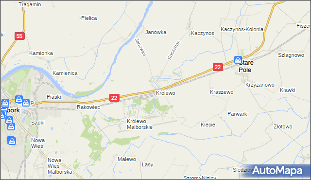 mapa Królewo gmina Stare Pole, Królewo gmina Stare Pole na mapie Targeo