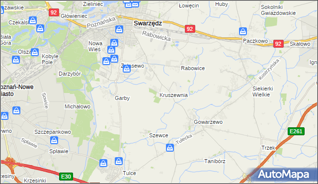 mapa Kruszewnia gmina Swarzędz, Kruszewnia gmina Swarzędz na mapie Targeo