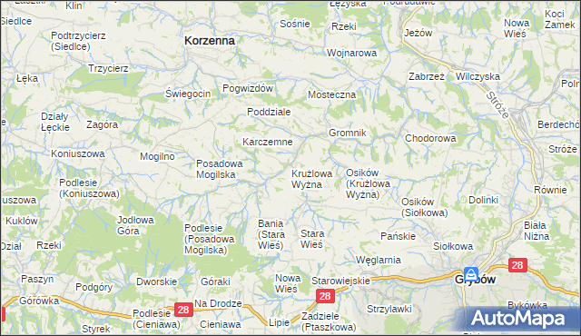 mapa Krużlowa Wyżna, Krużlowa Wyżna na mapie Targeo