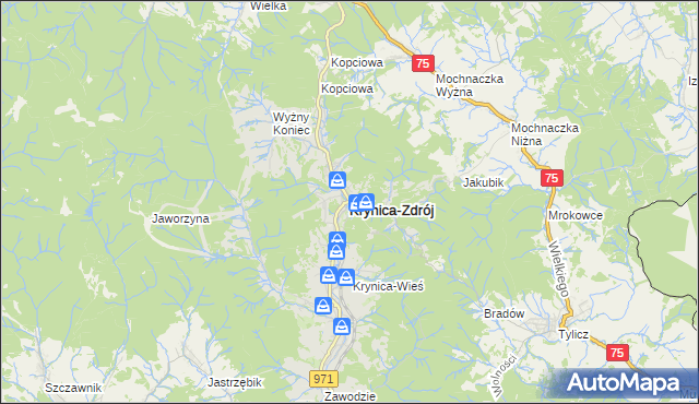 mapa Krynica-Zdrój, Krynica-Zdrój na mapie Targeo