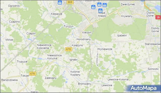 mapa Księżyno-Kolonia, Księżyno-Kolonia na mapie Targeo