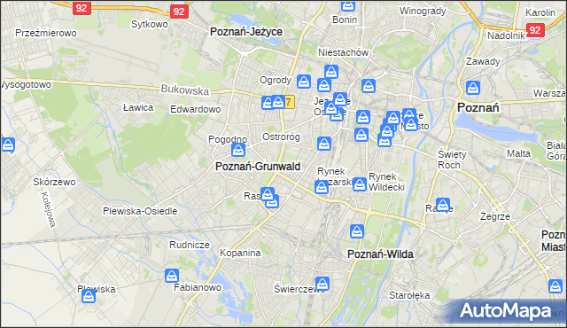 mapa Łazarz gmina Poznań, Łazarz gmina Poznań na mapie Targeo